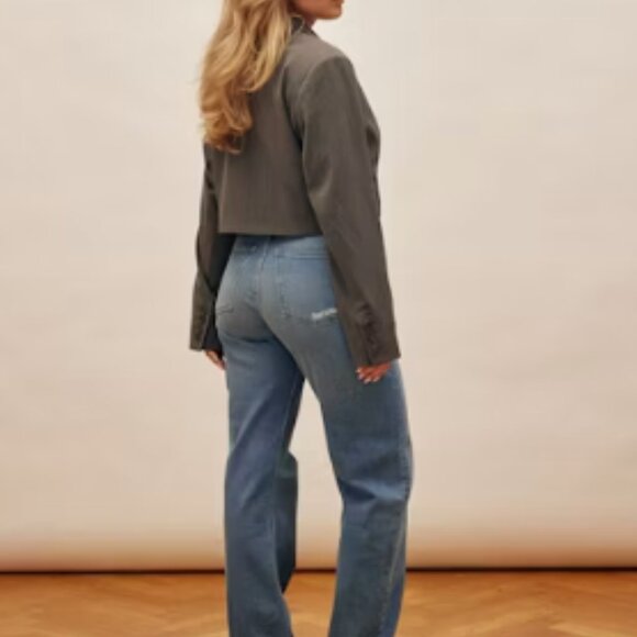 Djerf Avenue straight jeans mid blue size 27 - Picture 2 of 7